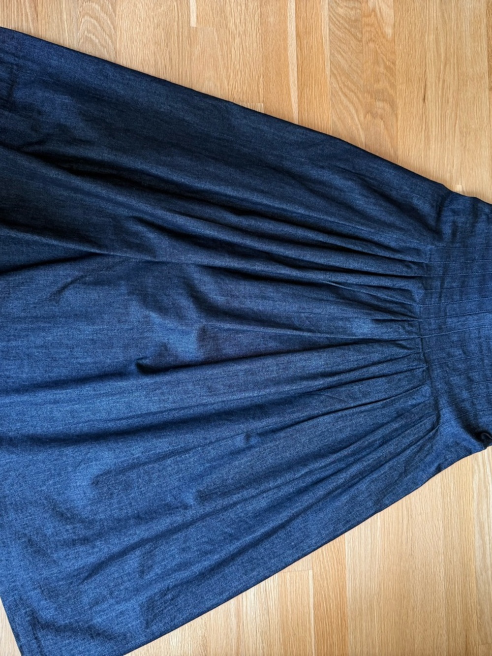 Massimo Dutti Navy Blue Denim Midi Skirt